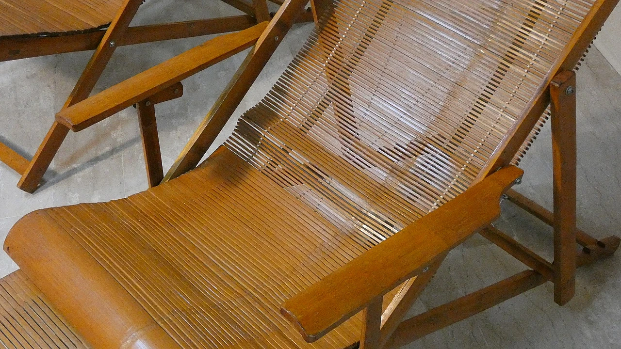 Bamboo folding deckchair and chaise longue, 1950s 11