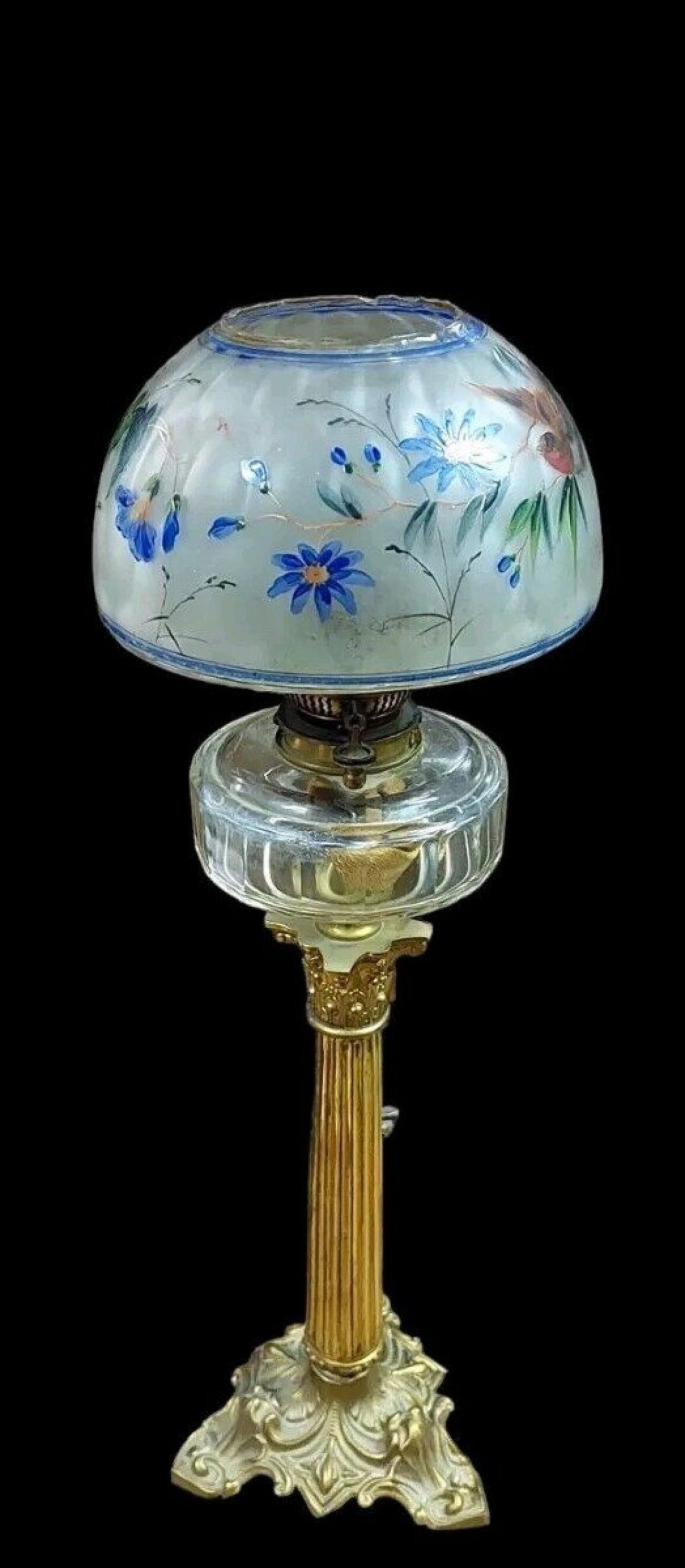 Golden bronze oil table lamp, 19th century 1