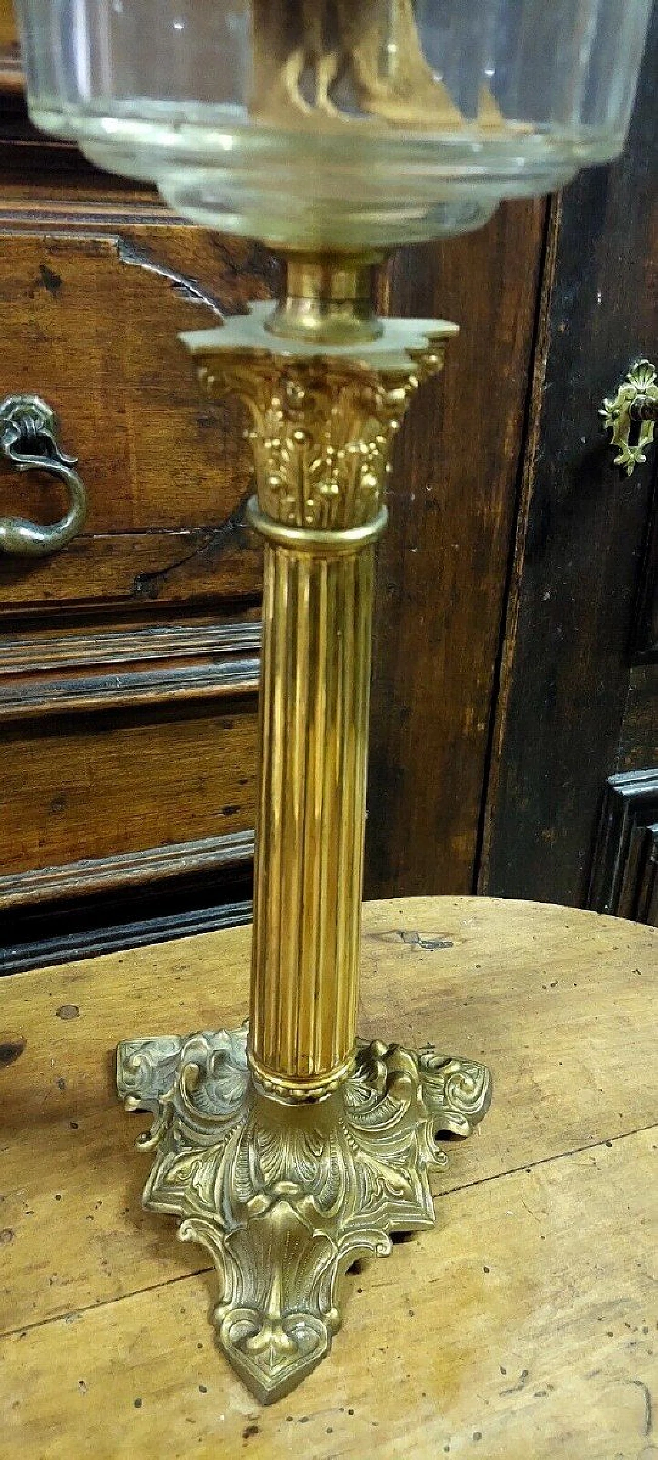 Golden bronze oil table lamp, 19th century 6