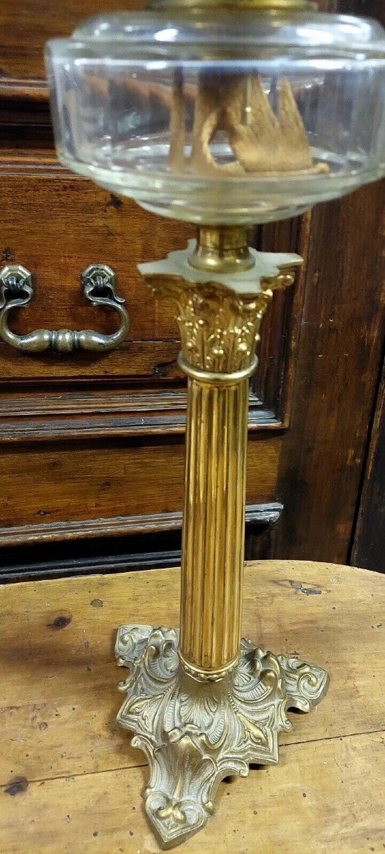 Golden bronze oil table lamp, 19th century 7