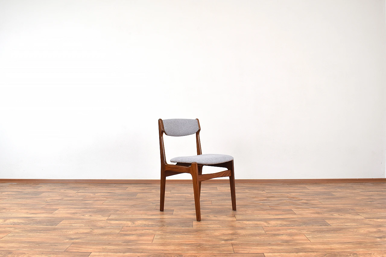 4 Chairs in teak and gray fabric by Erik Buch, 1960s 3