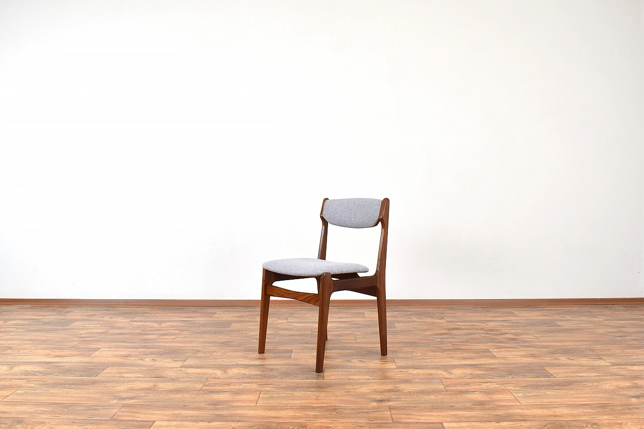 4 Chairs in teak and gray fabric by Erik Buch, 1960s 4