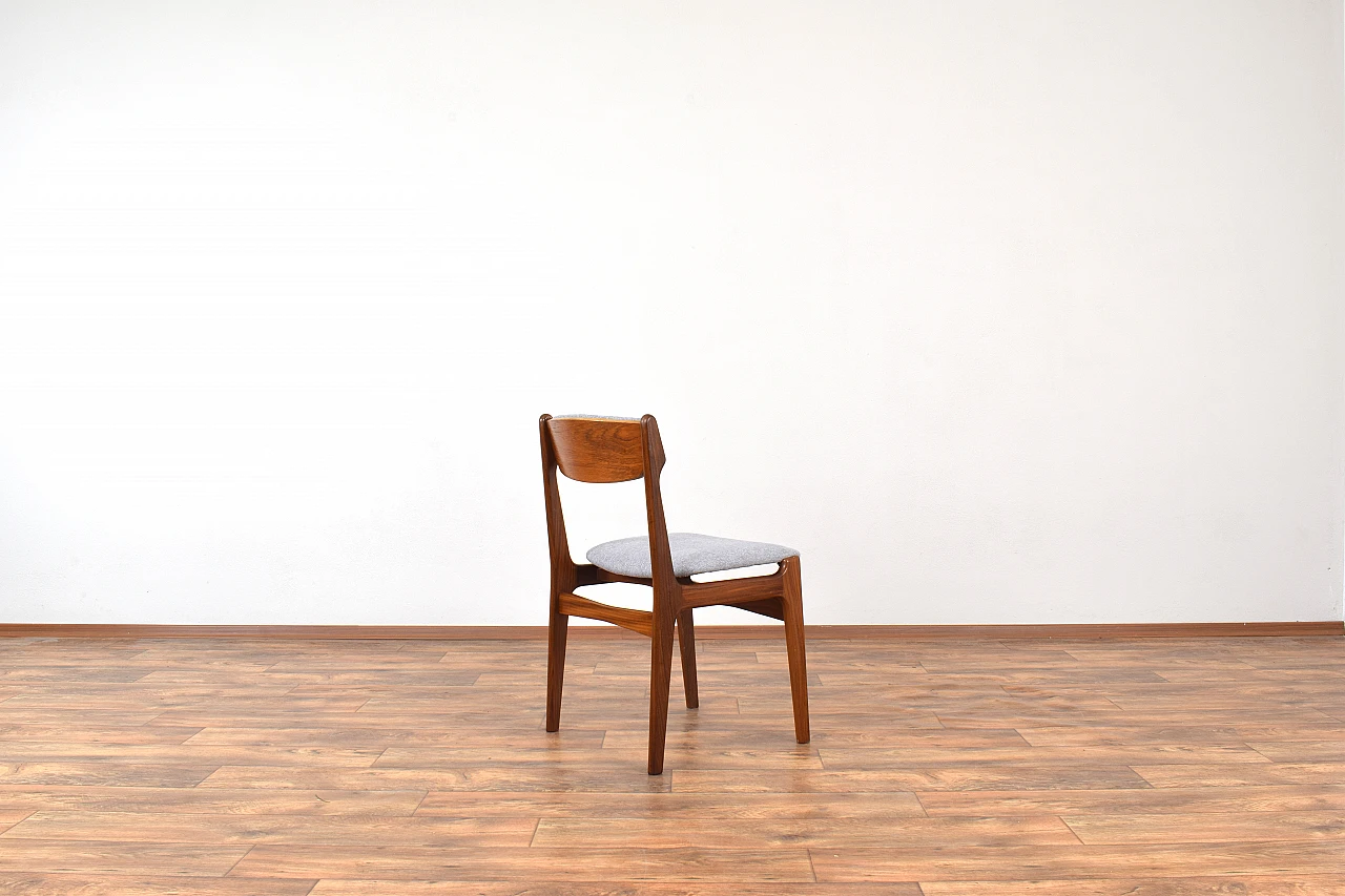 4 Chairs in teak and gray fabric by Erik Buch, 1960s 7