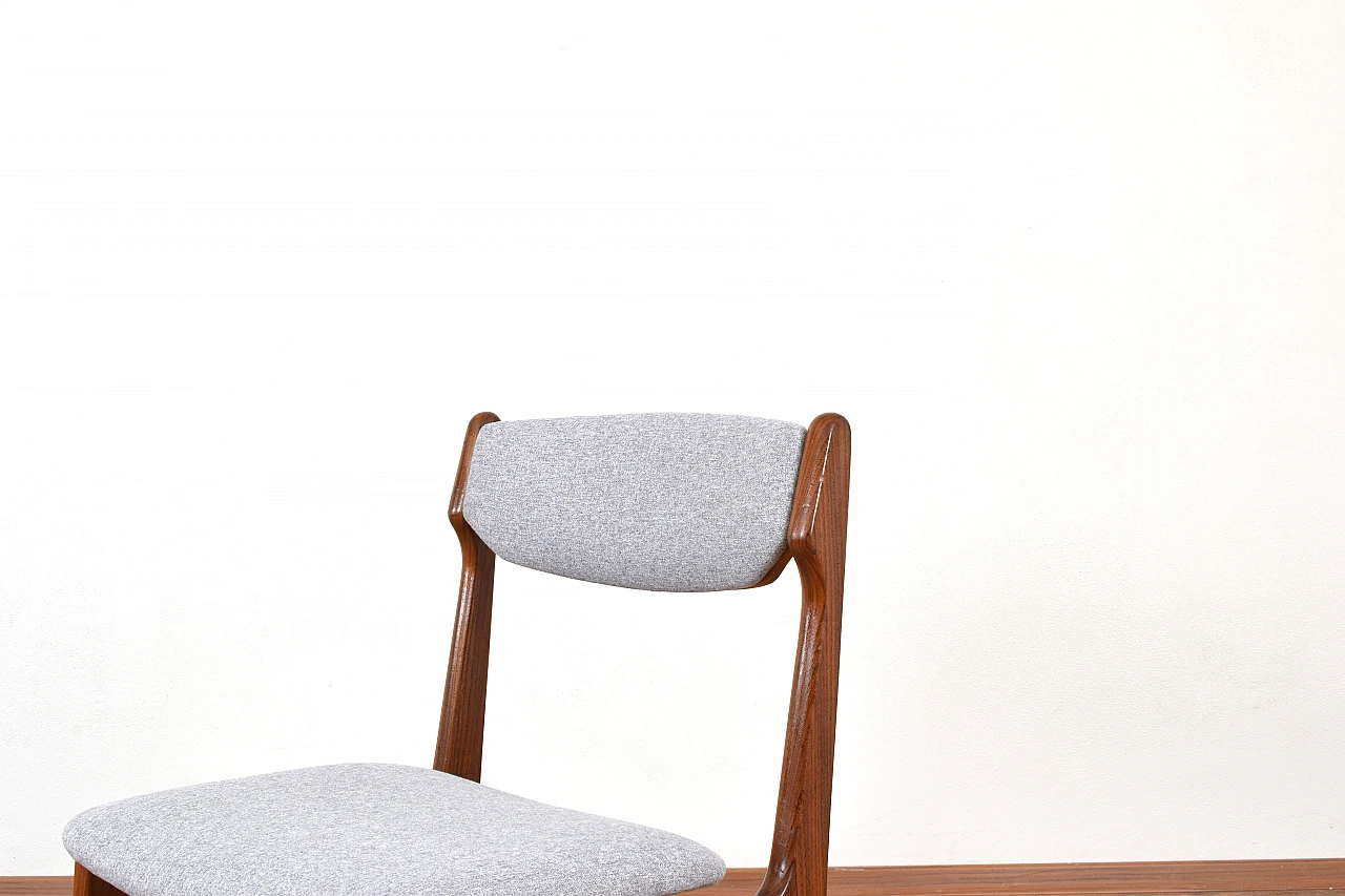 4 Chairs in teak and gray fabric by Erik Buch, 1960s 9