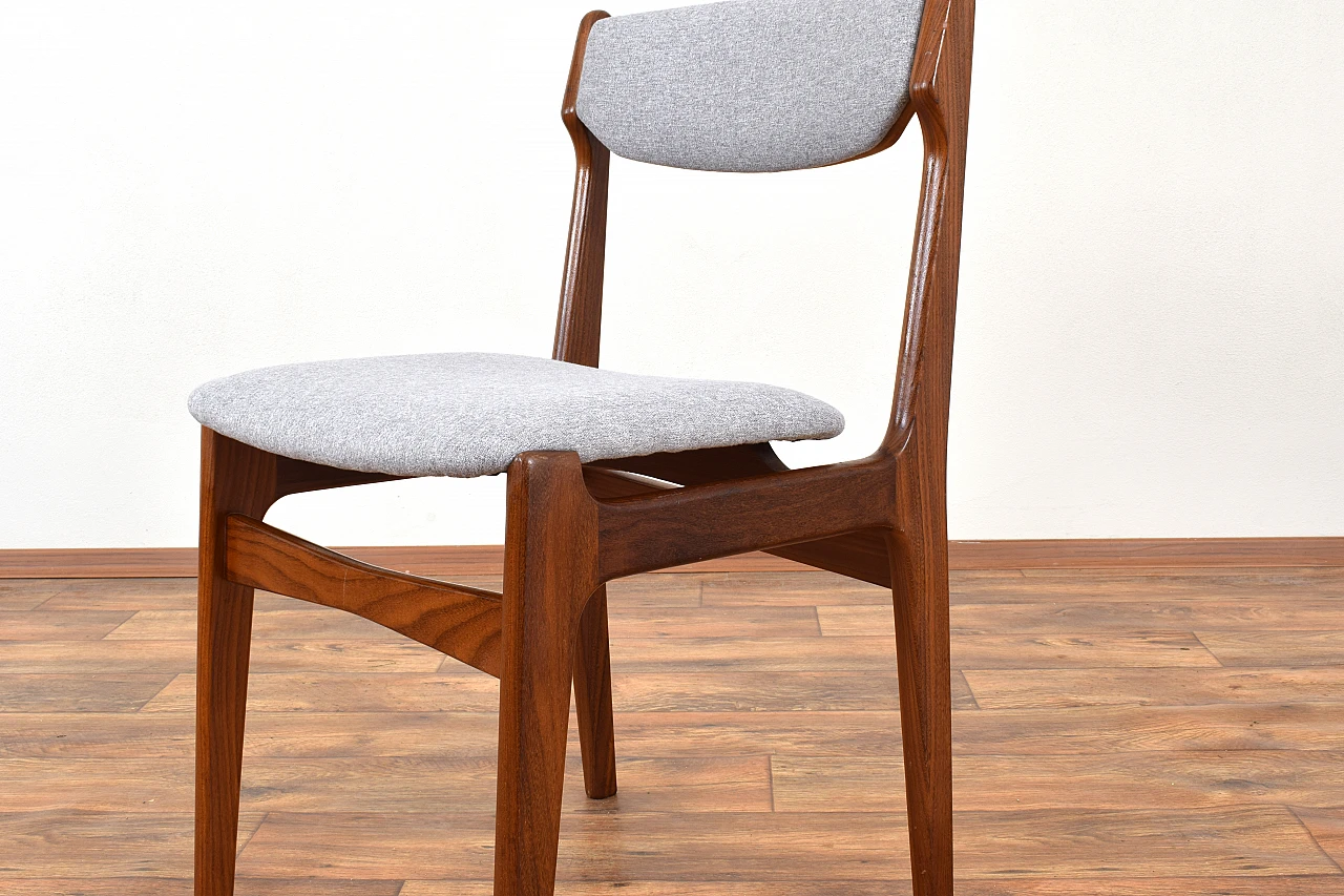 4 Chairs in teak and gray fabric by Erik Buch, 1960s 10