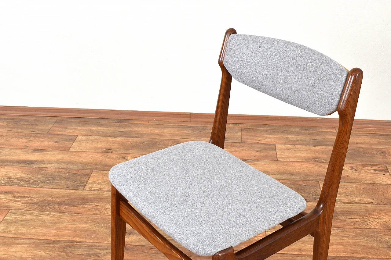 4 Chairs in teak and gray fabric by Erik Buch, 1960s 11