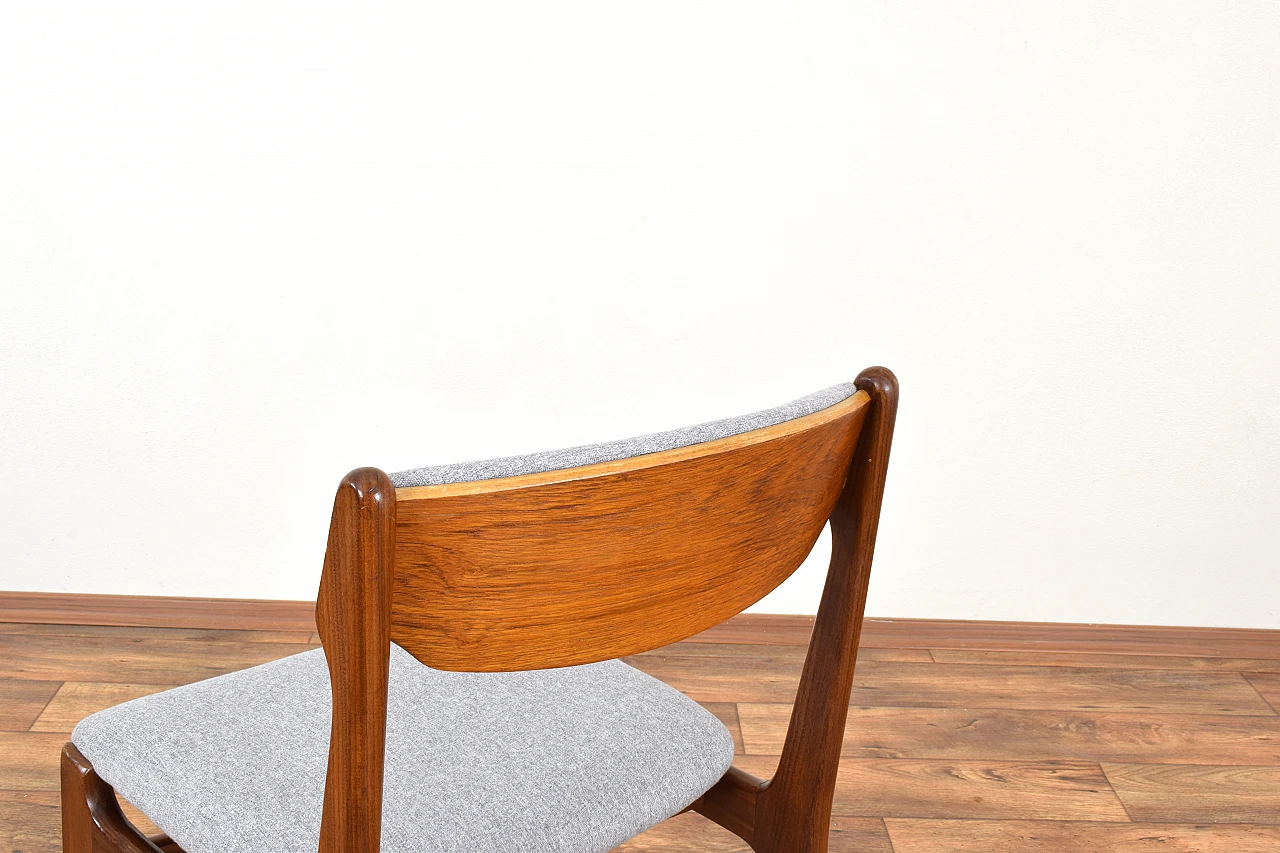 4 Chairs in teak and gray fabric by Erik Buch, 1960s 12