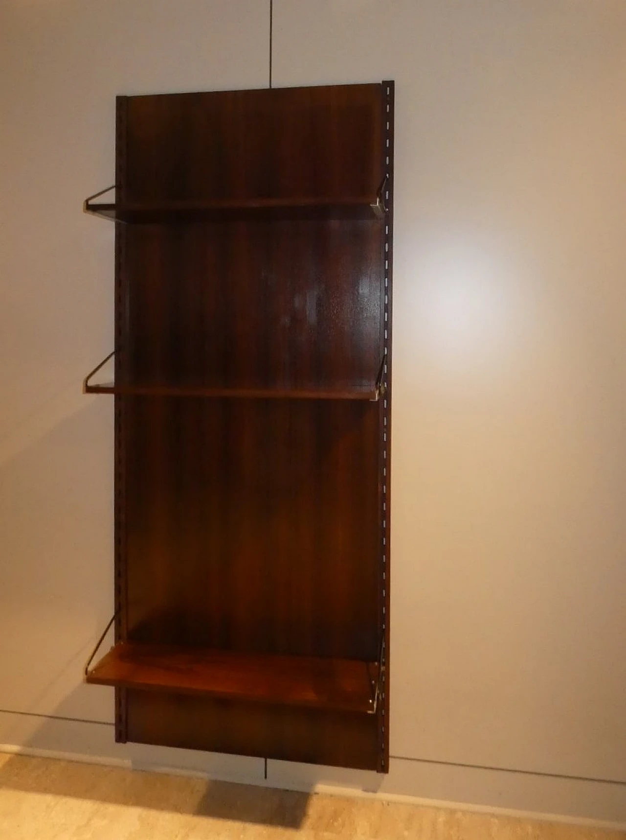 Danish teak and steel wall bookcase, 1960s 1