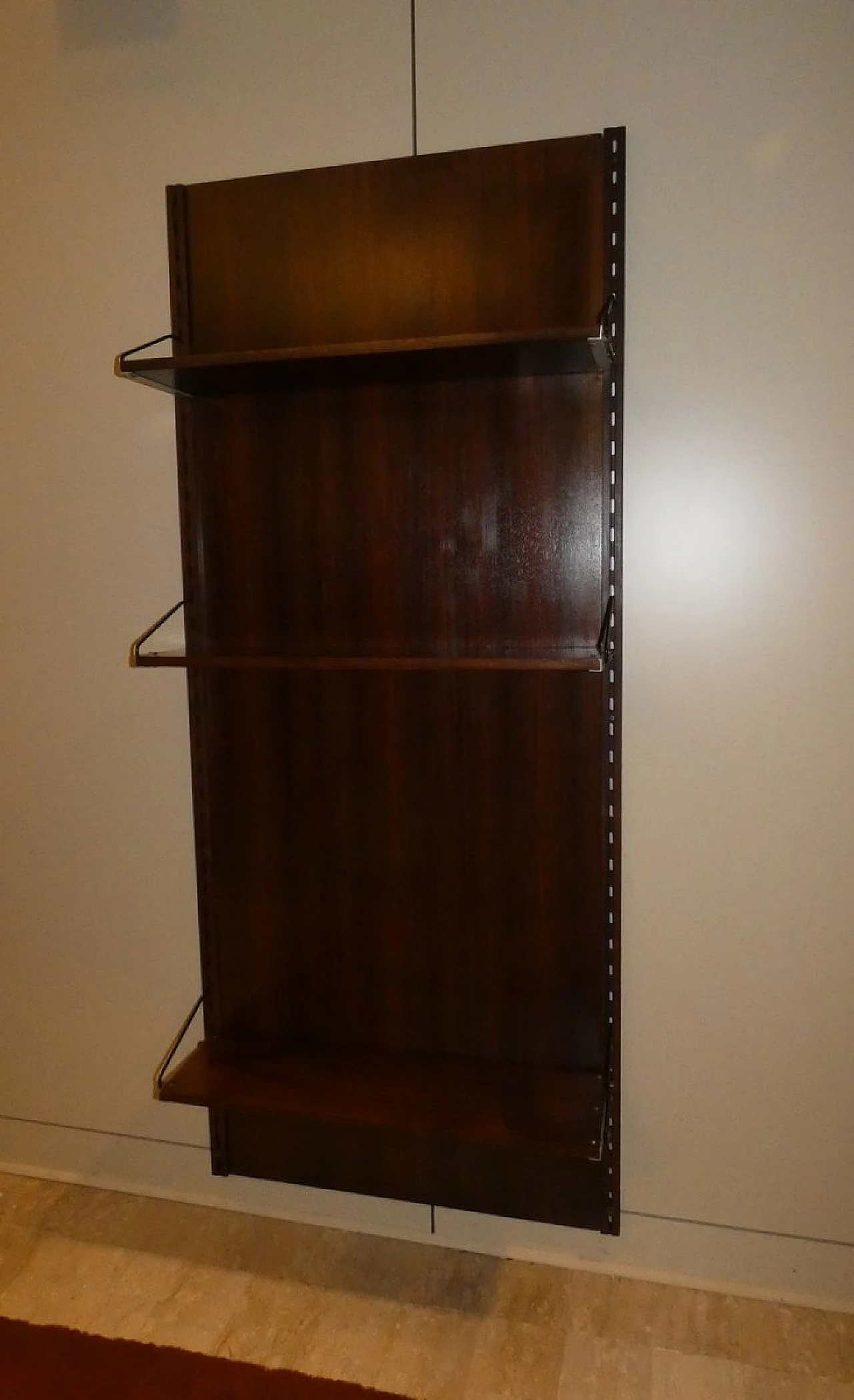 Danish teak and steel wall bookcase, 1960s 4