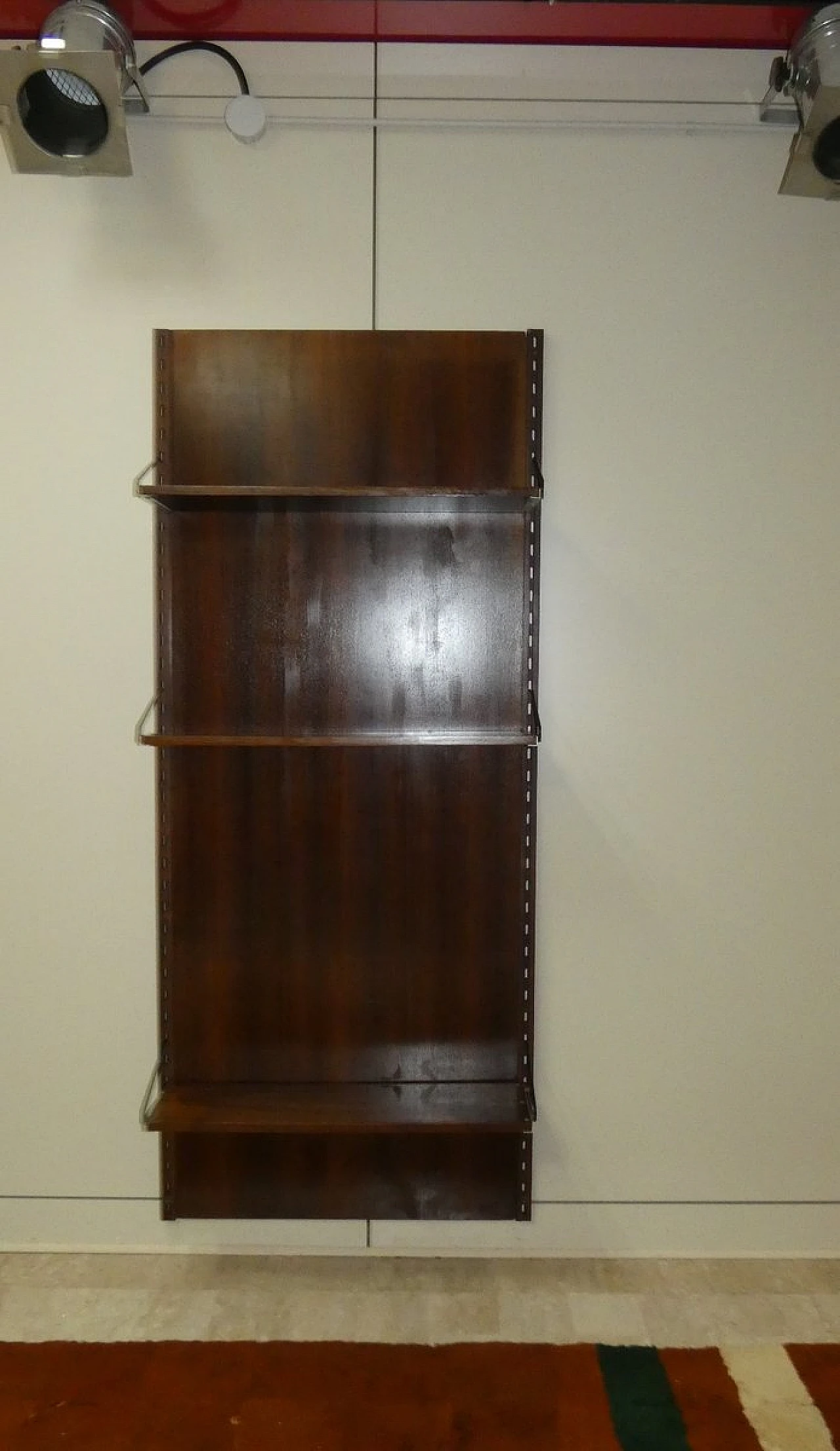 Danish teak and steel wall bookcase, 1960s 17