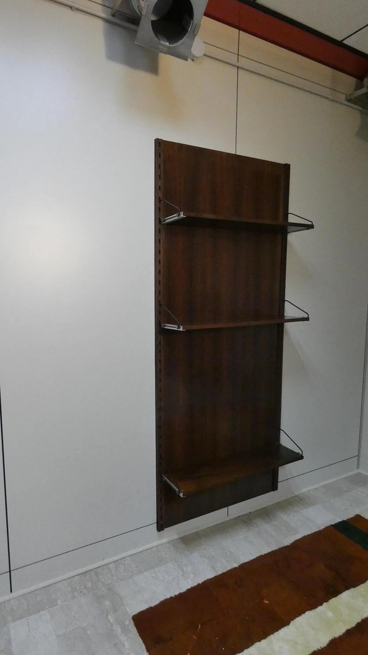 Danish teak and steel wall bookcase, 1960s 18