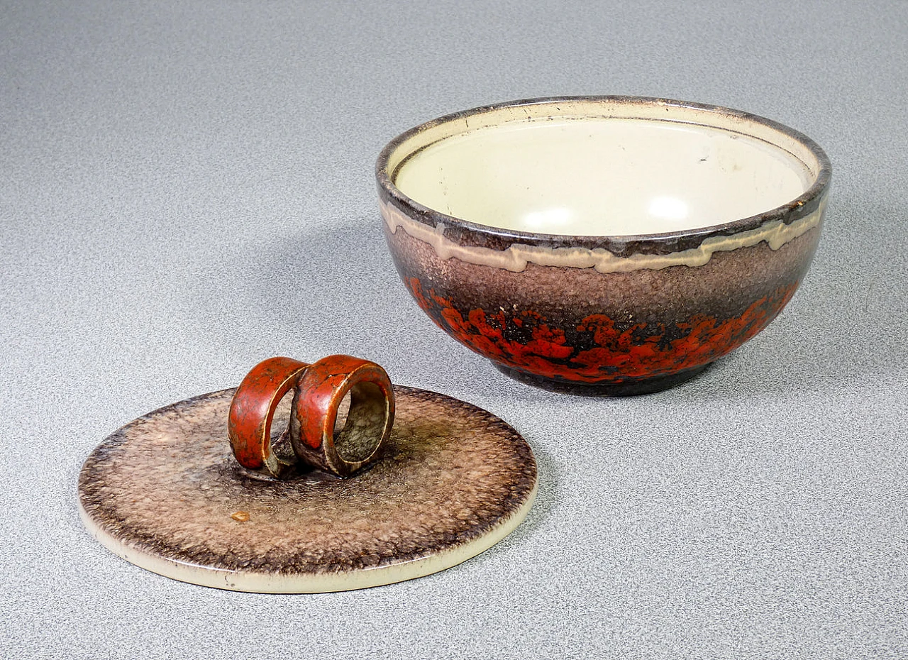 Ciotola in maiolica Fat Lava di Strehla Keramik, anni '70 4