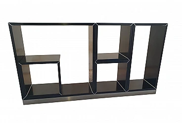 Black laminate and brushed steel modular bookcase, 1970s