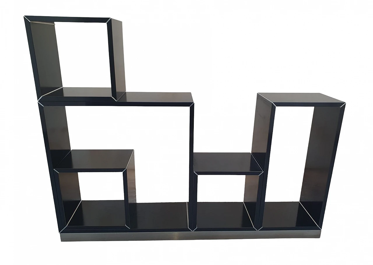 Black laminate and brushed steel modular bookcase, 1970s 2