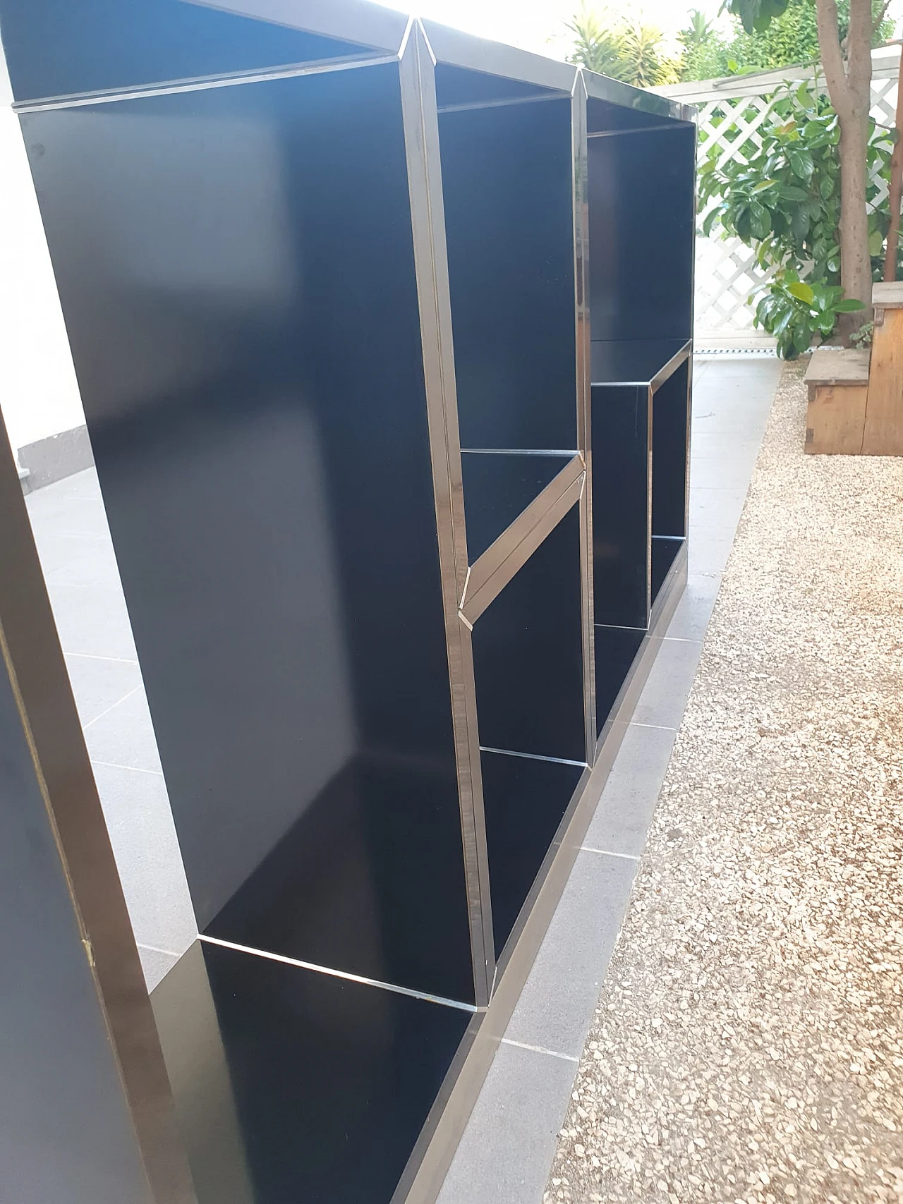 Black laminate and brushed steel modular bookcase, 1970s 8