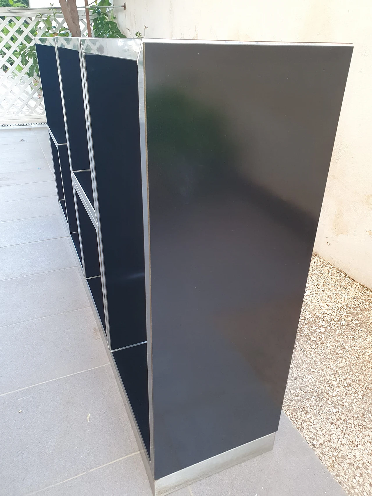 Black laminate and brushed steel modular bookcase, 1970s 9