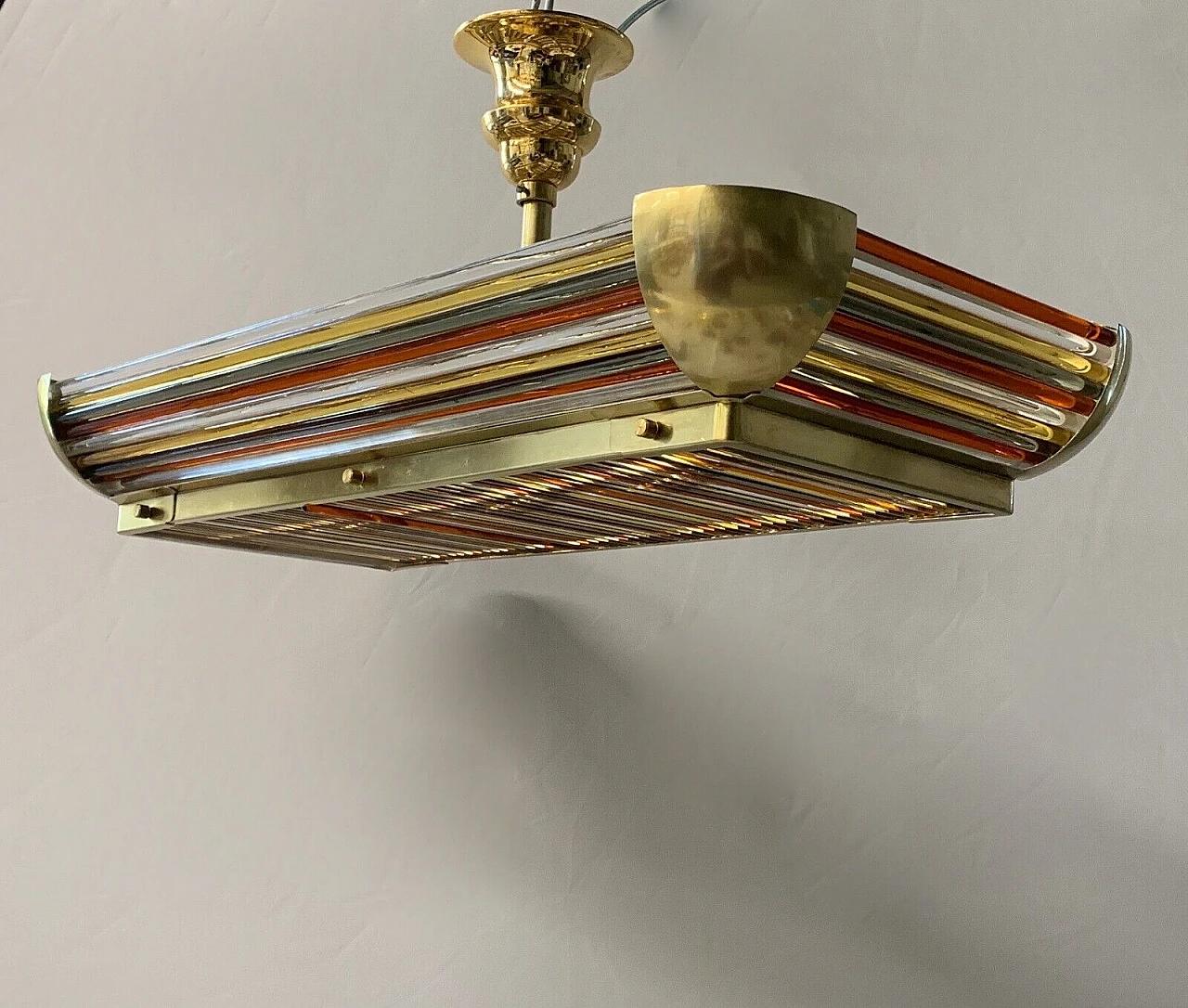 Art Deco brass and Murano glass chandelier, 1930s 7