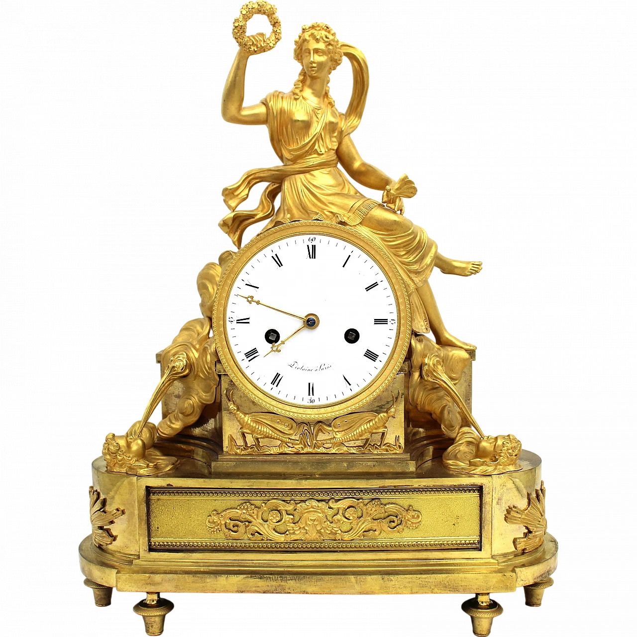 Directoire gilded bronze pendulum clock, late 18th century 15