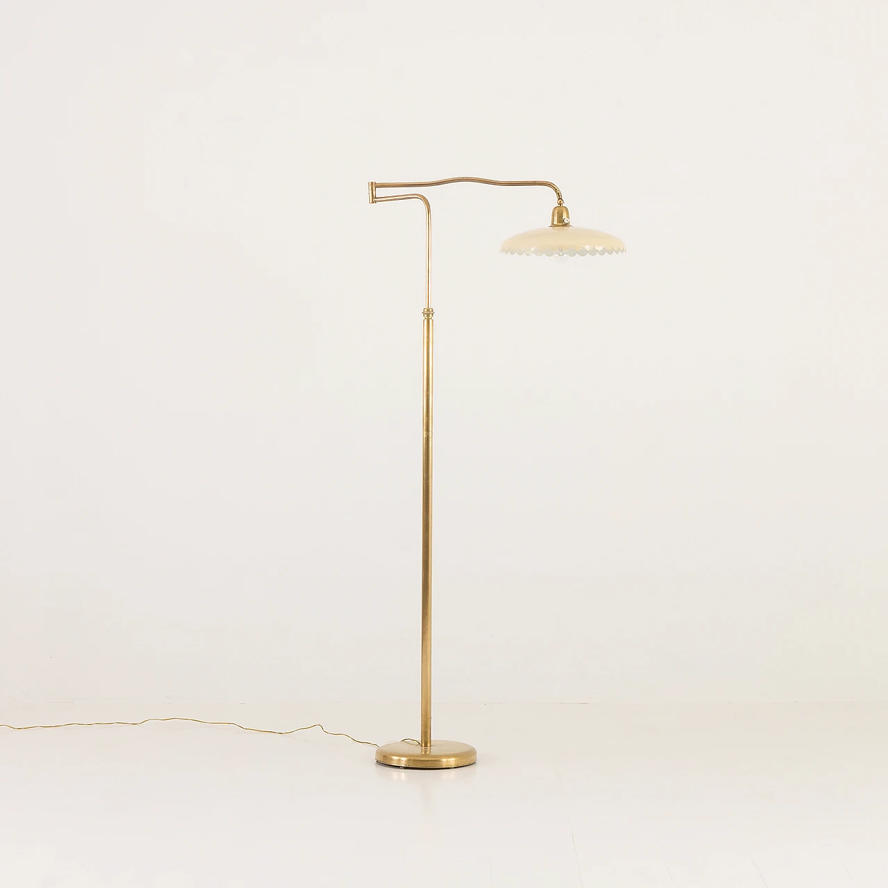 Brass floor lamp with swing arm, 1950s 2