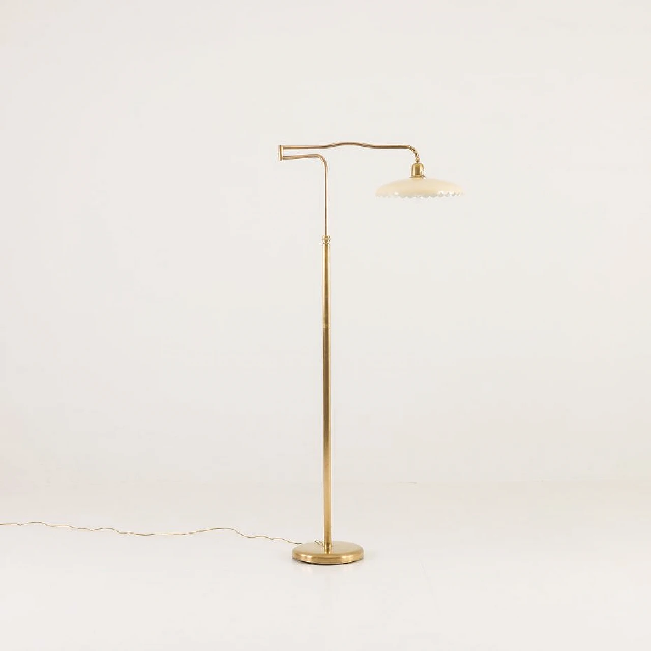 Brass floor lamp with swing arm, 1950s 3