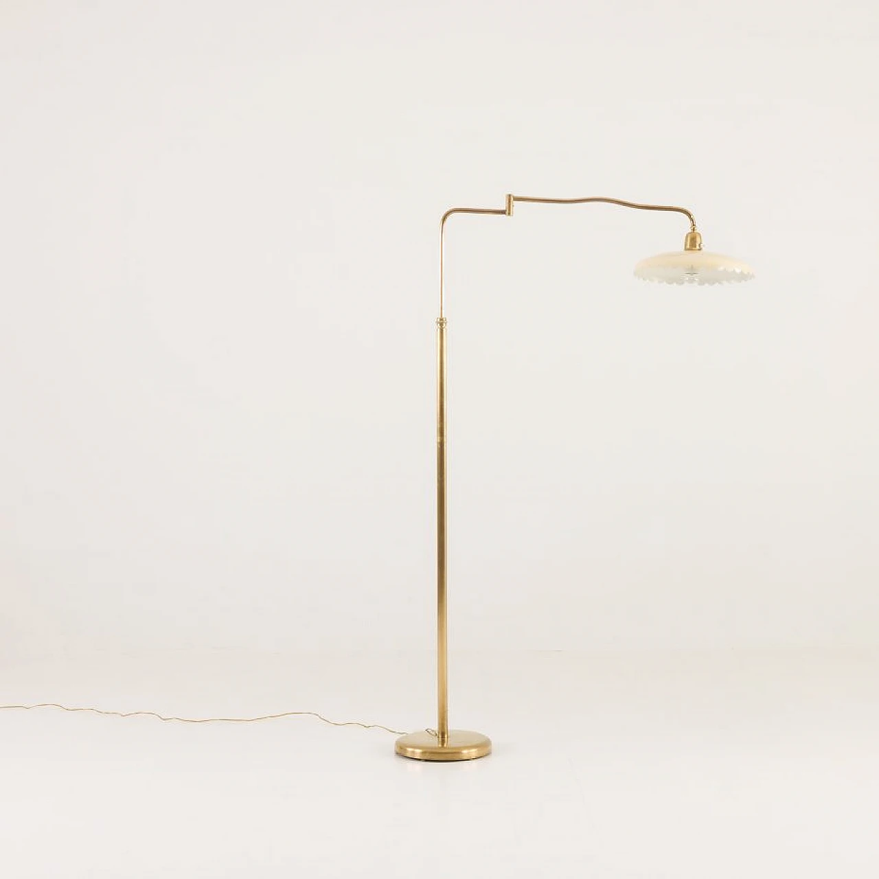 Brass floor lamp with swing arm, 1950s 4