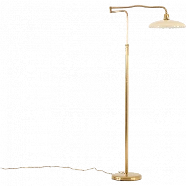 Brass floor lamp with swing arm, 1950s