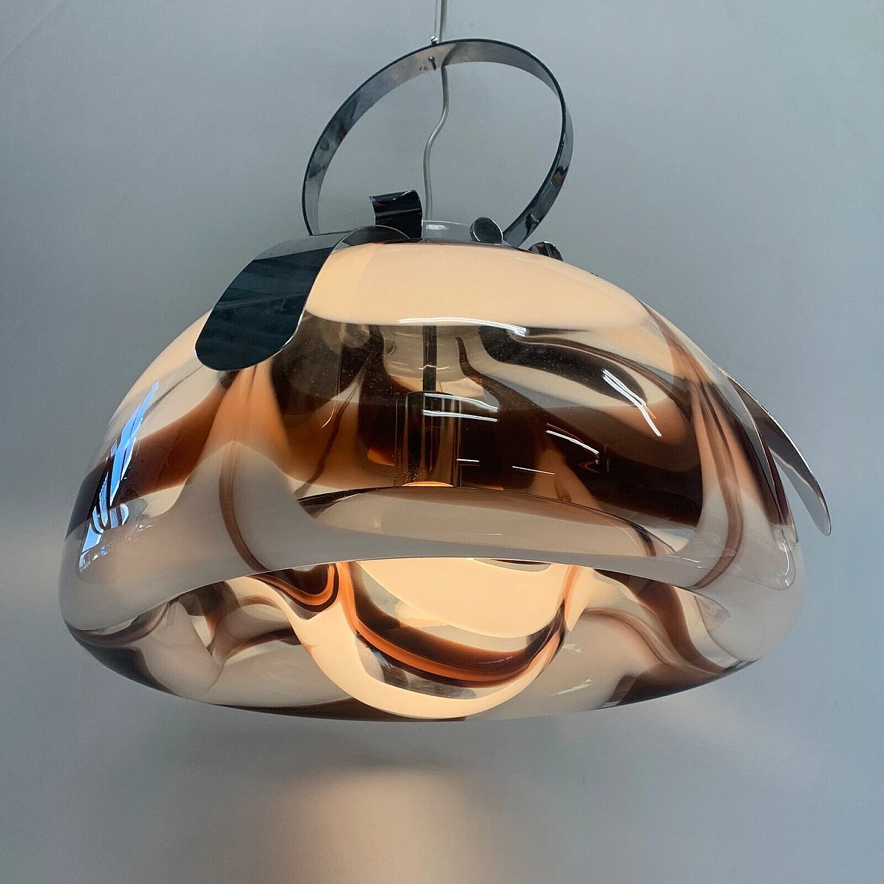 Chandelier with chromed structure, 1970s 3