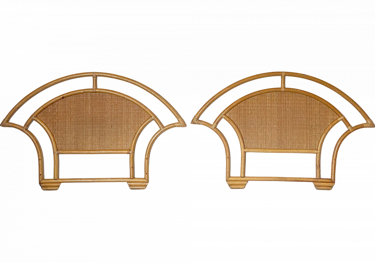 Pair of wicker and bamboo headboards, 1970s 12