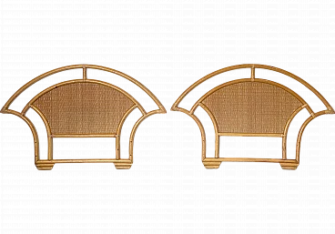 Pair of wicker and bamboo headboards, 1970s