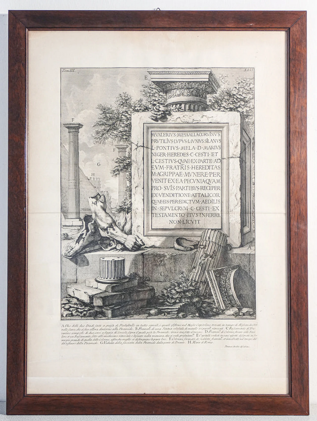 G. B. Piranesi, Antichità, tomo 3, tav. XLII, acquaforte, '700 1