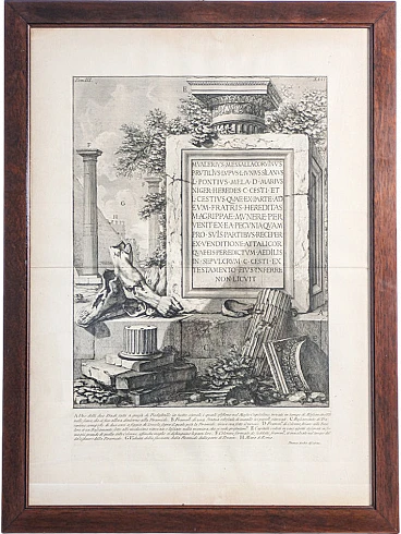 G. B. Piranesi, Antichità, tomo 3, tav. XLII, acquaforte, '700