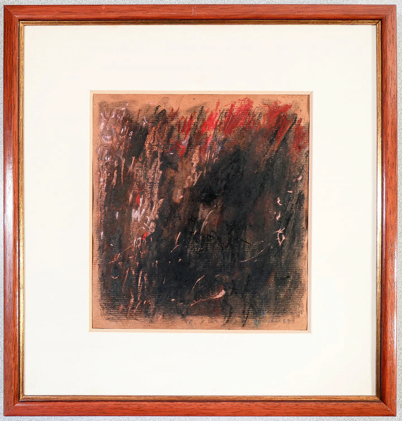 A. Parisot, composizione astratta, dipinto a tempera su carta, 1985 1