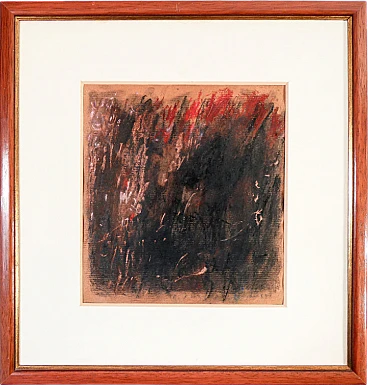 A. Parisot, composizione astratta, dipinto a tempera su carta, 1985