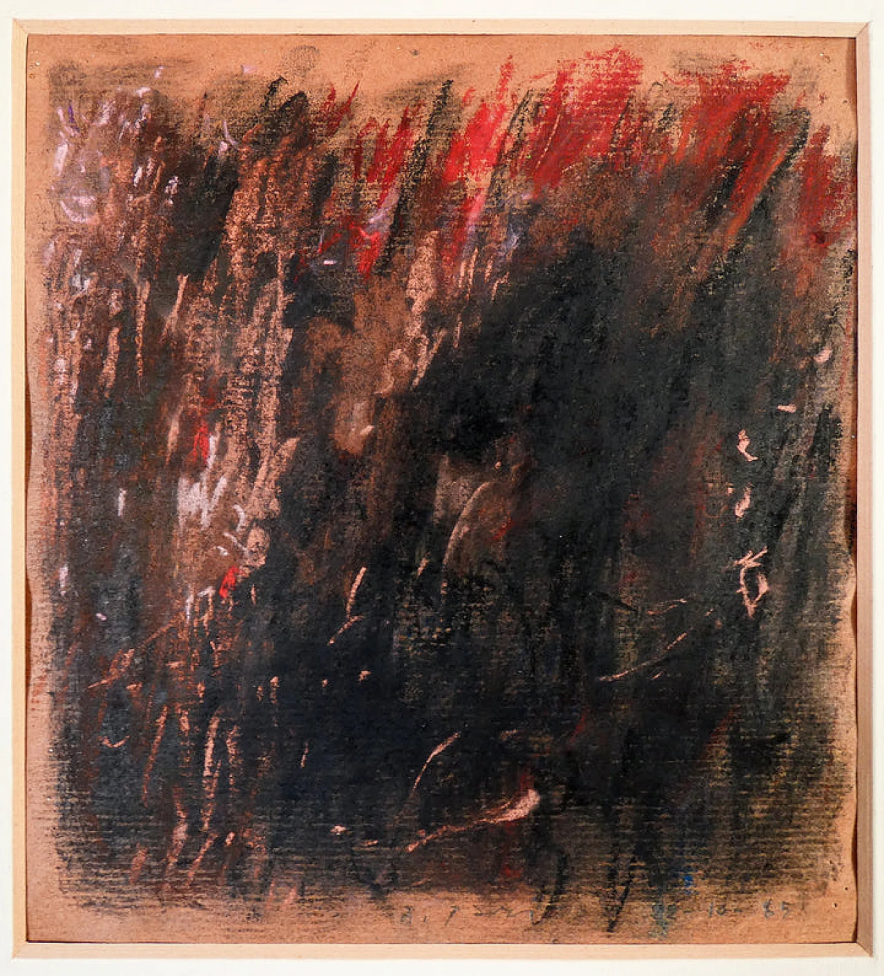 A. Parisot, composizione astratta, dipinto a tempera su carta, 1985 3