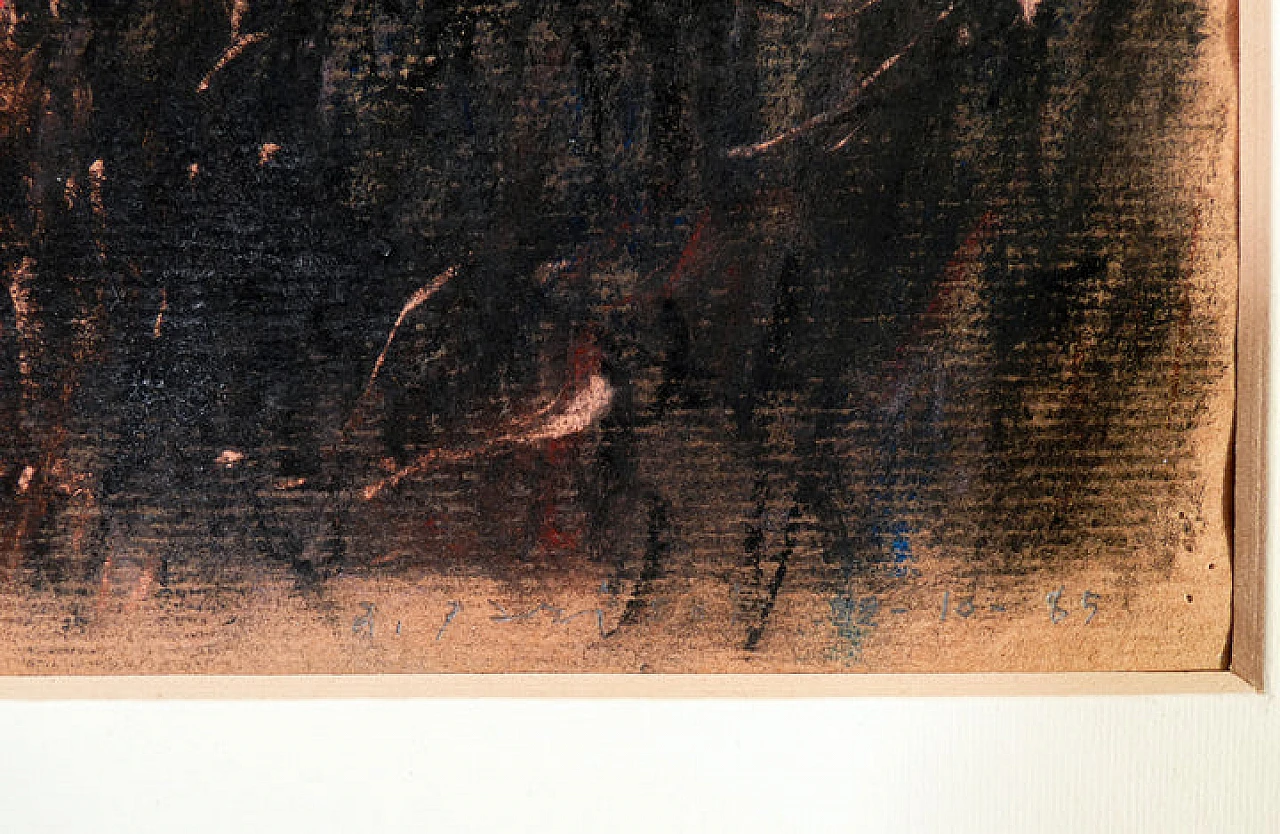 A. Parisot, composizione astratta, dipinto a tempera su carta, 1985 6