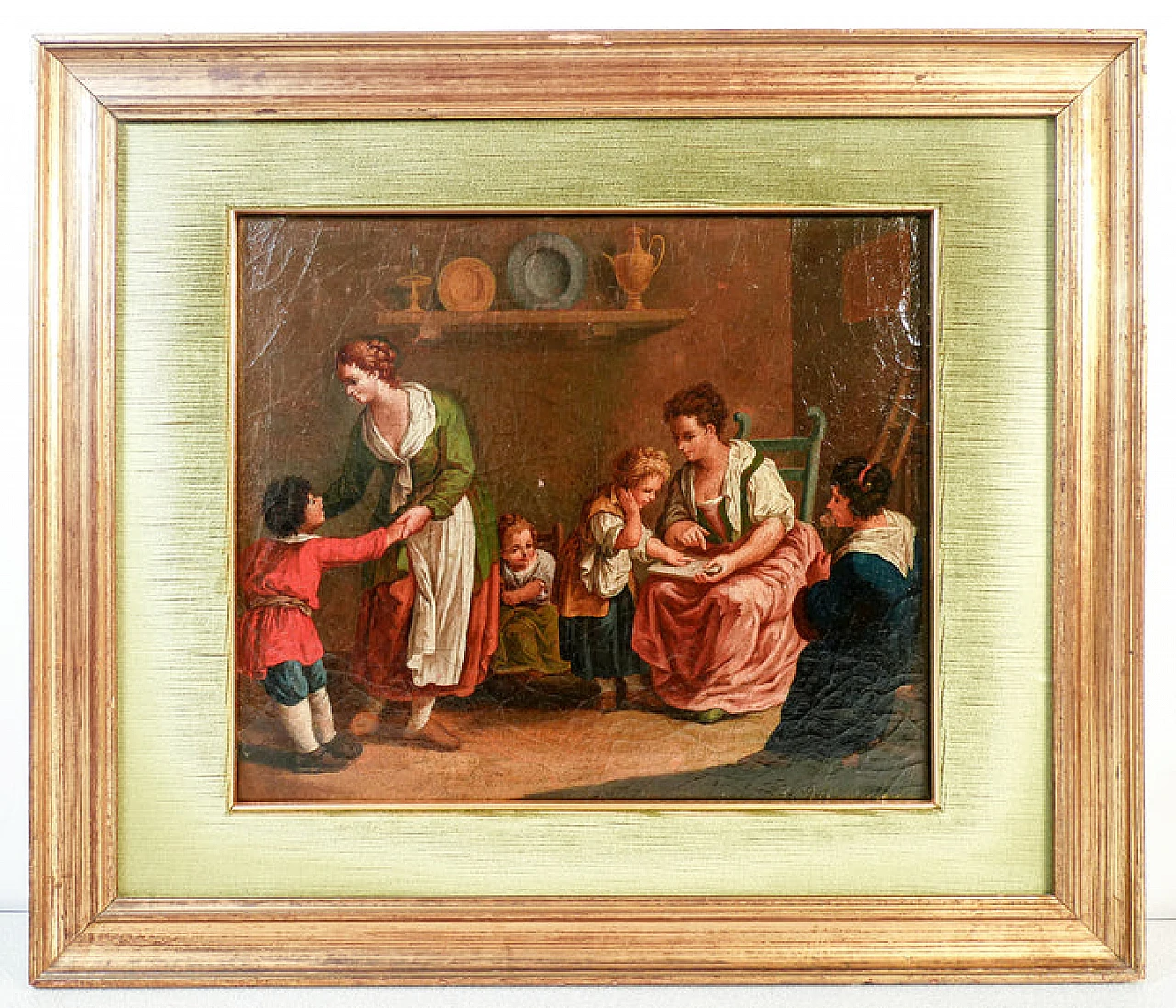 Home school scene, oil painting on canvas, early 19th century 1