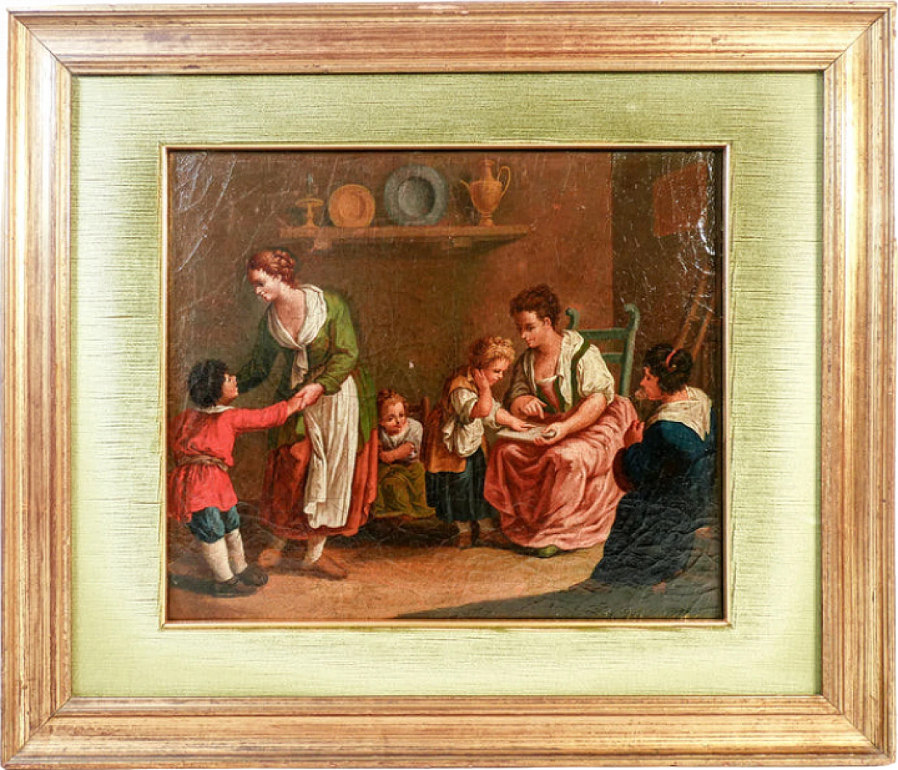 Home school scene, oil painting on canvas, early 19th century 2