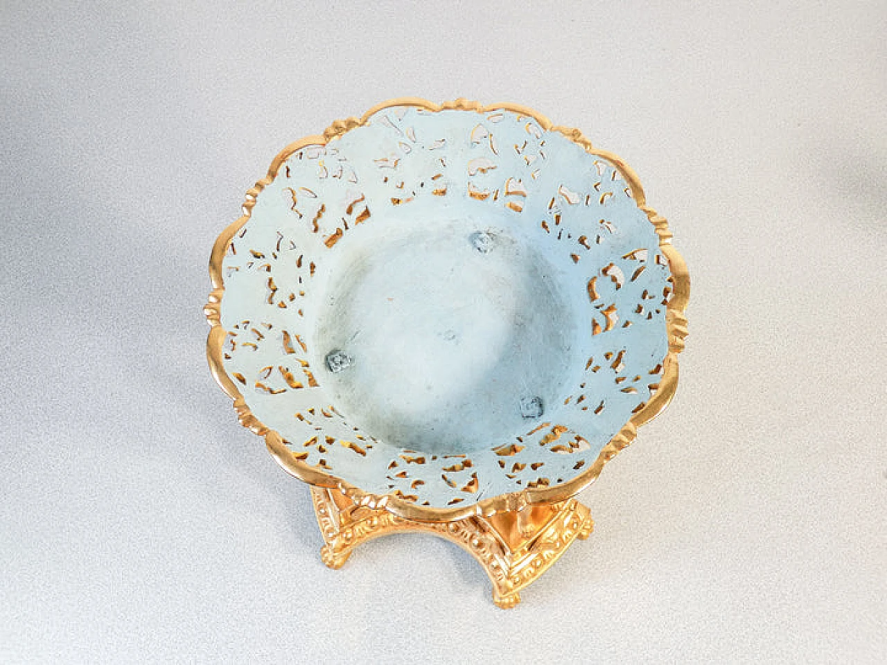 Empire gilt ceramic pedestal bowl with glass bell, early 19th century 10