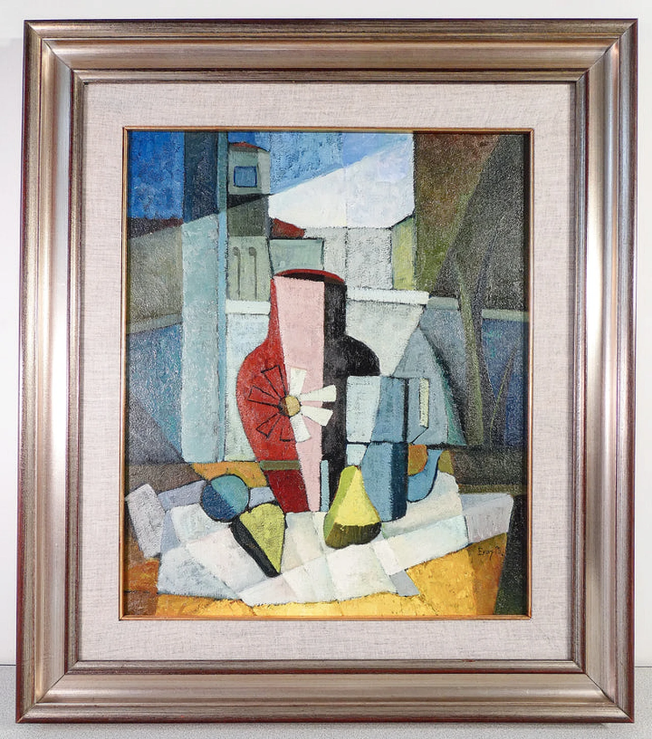 Eros Bonamini, Composizione, dipinto a olio su masonite, 1974 1