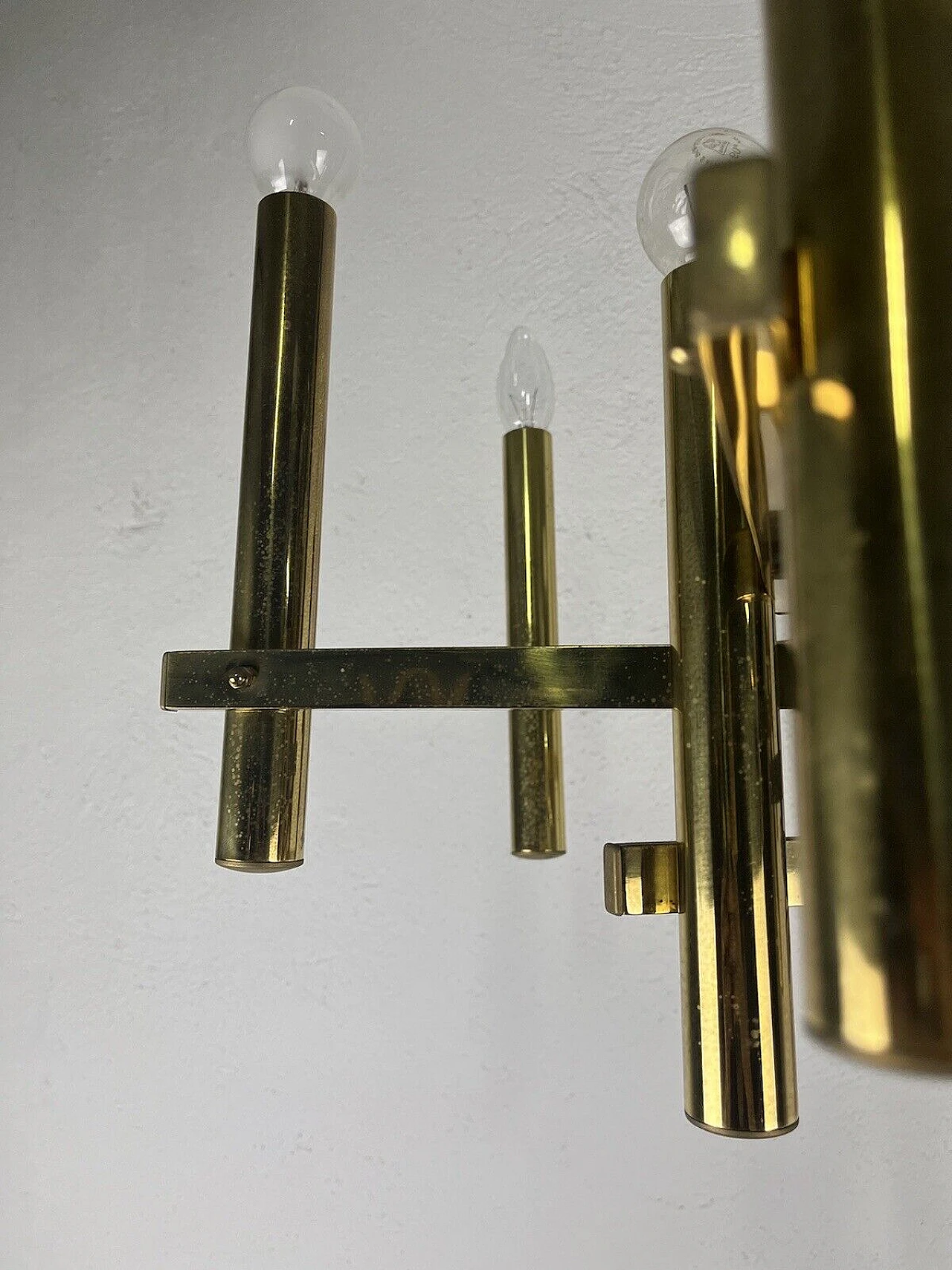 Brass nine-light chandelier by Sciolari, 1970s 13