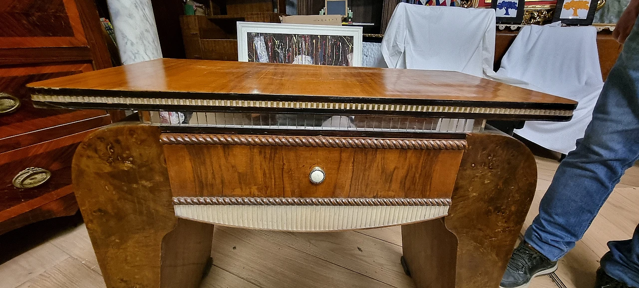 Walnut-root coffee table with pull-out drawer, 1960s 1