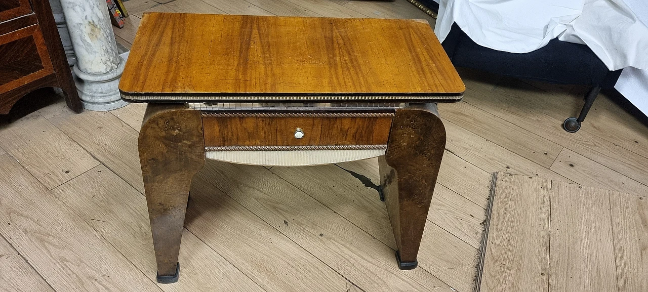 Walnut-root coffee table with pull-out drawer, 1960s 2