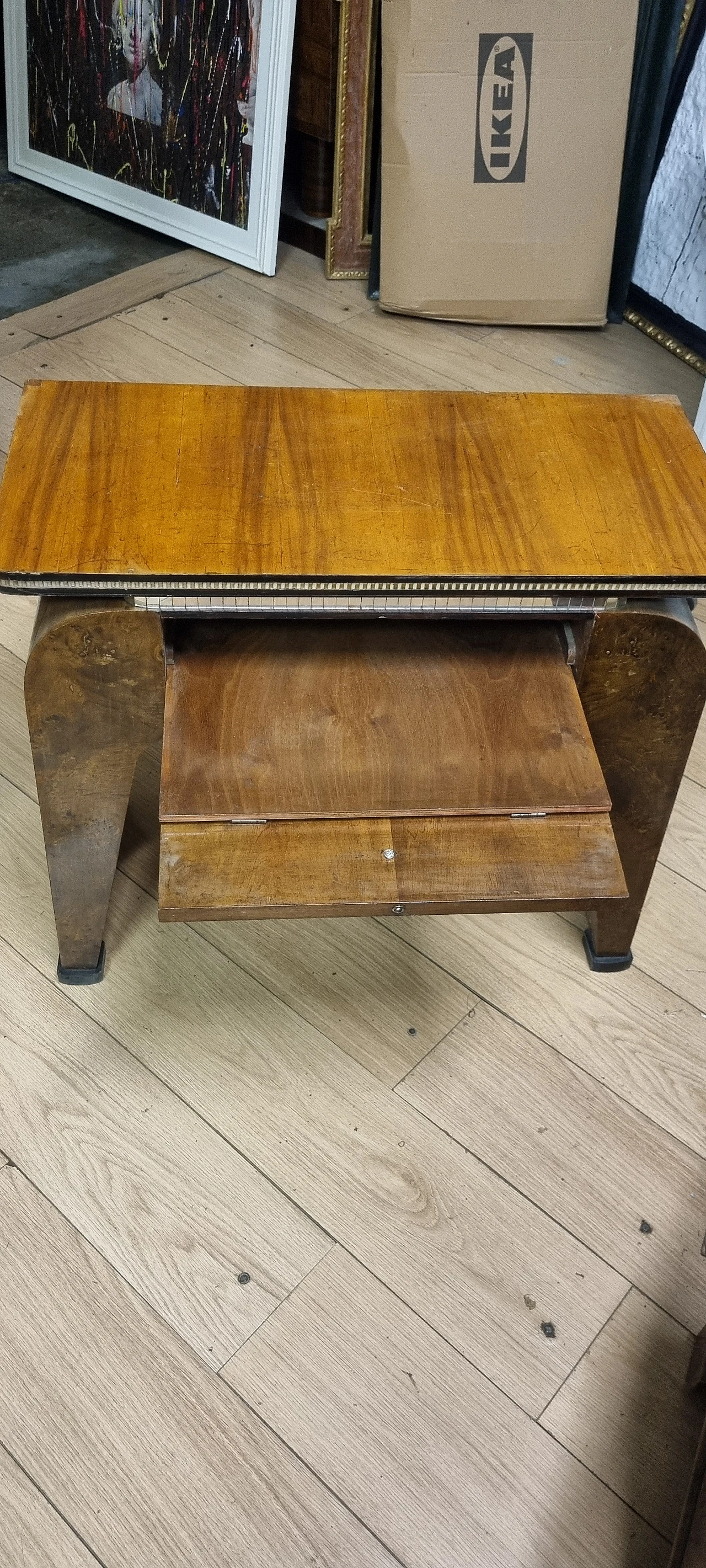 Walnut-root coffee table with pull-out drawer, 1960s 5