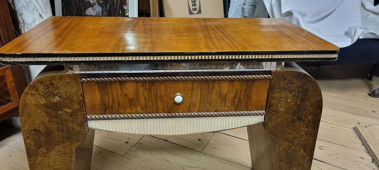 Walnut-root coffee table with pull-out drawer, 1960s 11