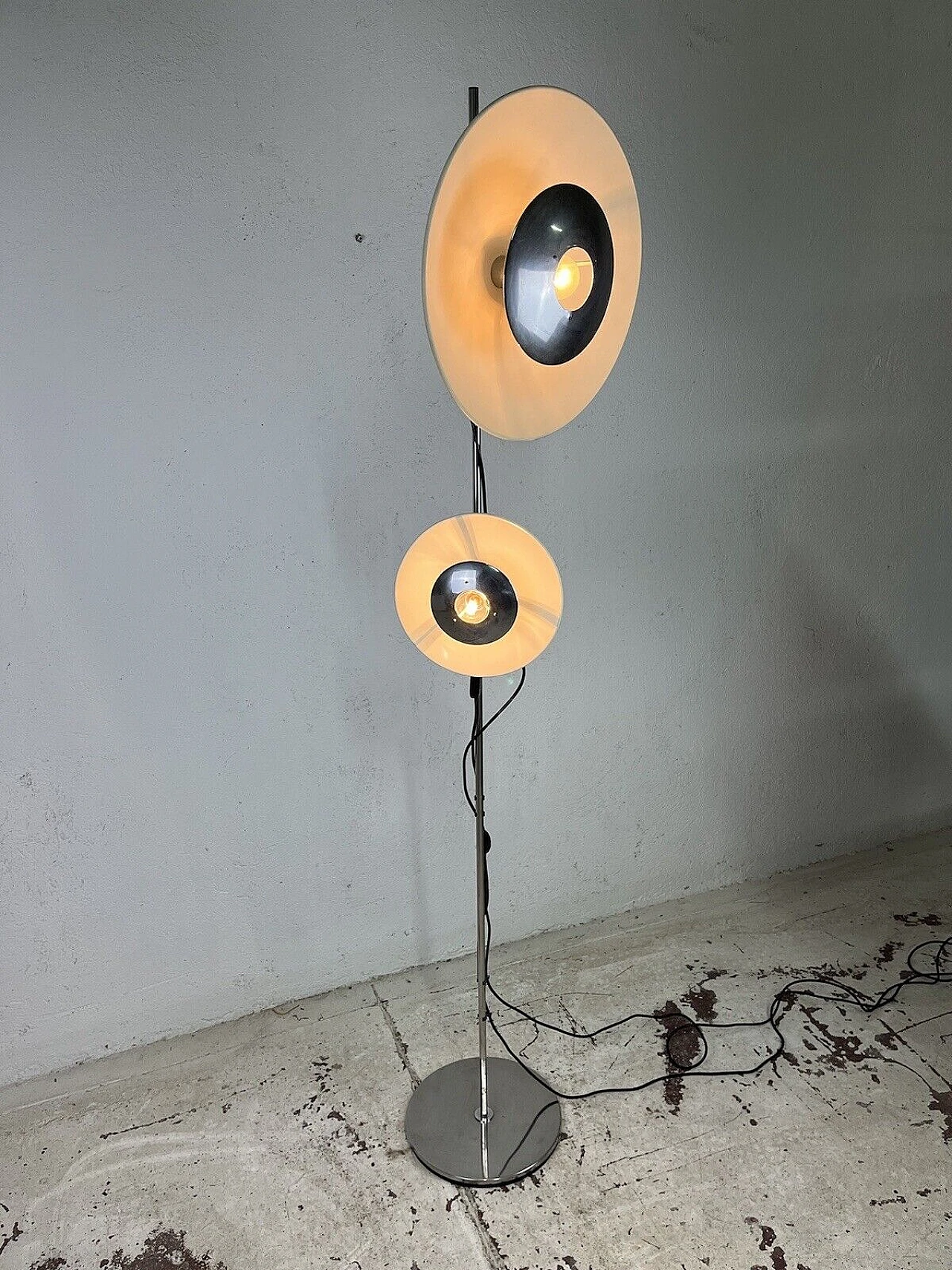 Metal two-light floor lamp by Enrico Tronconi, 1970s 3