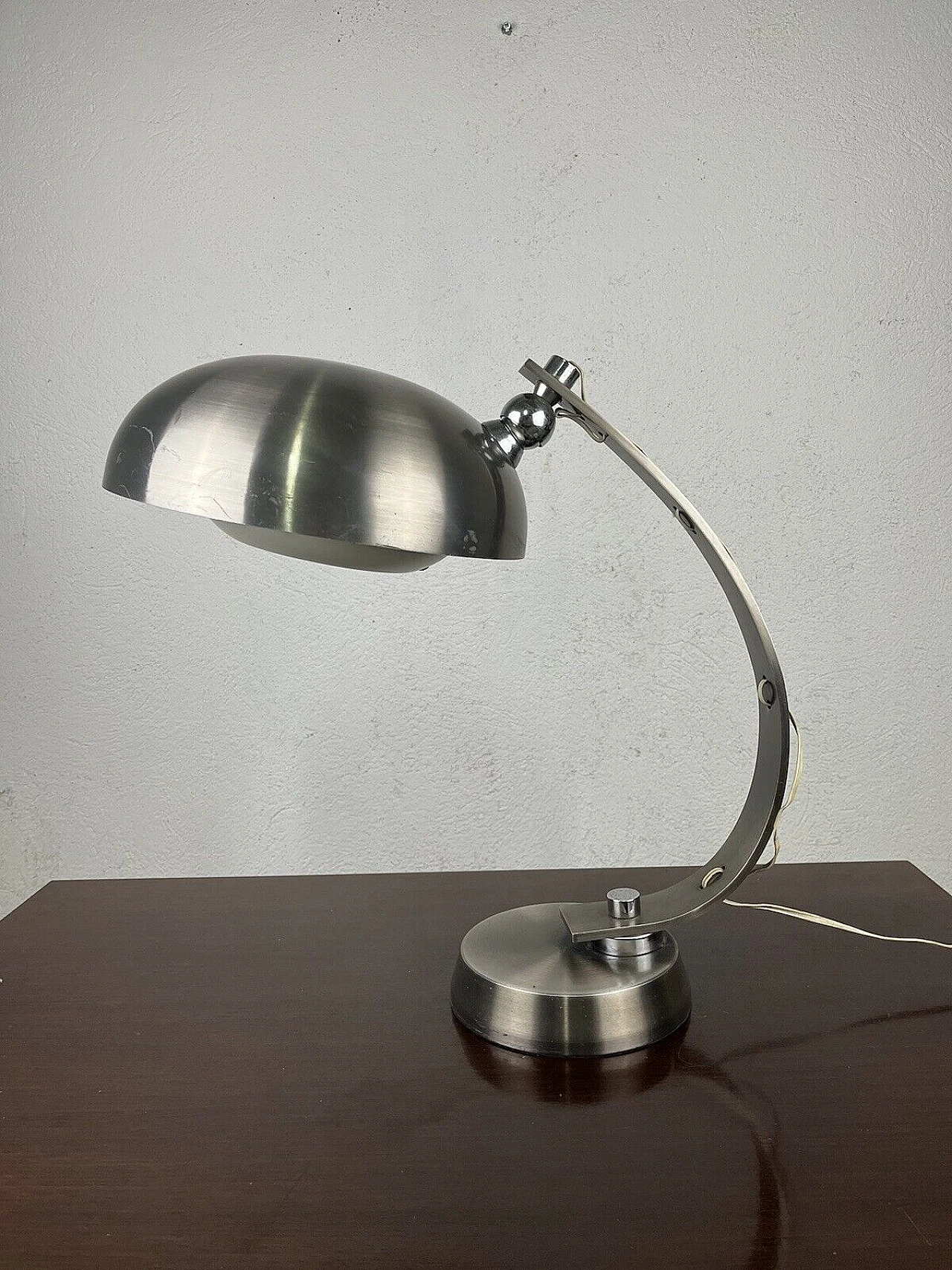 Satin aluminum table lamp, 1960s 1