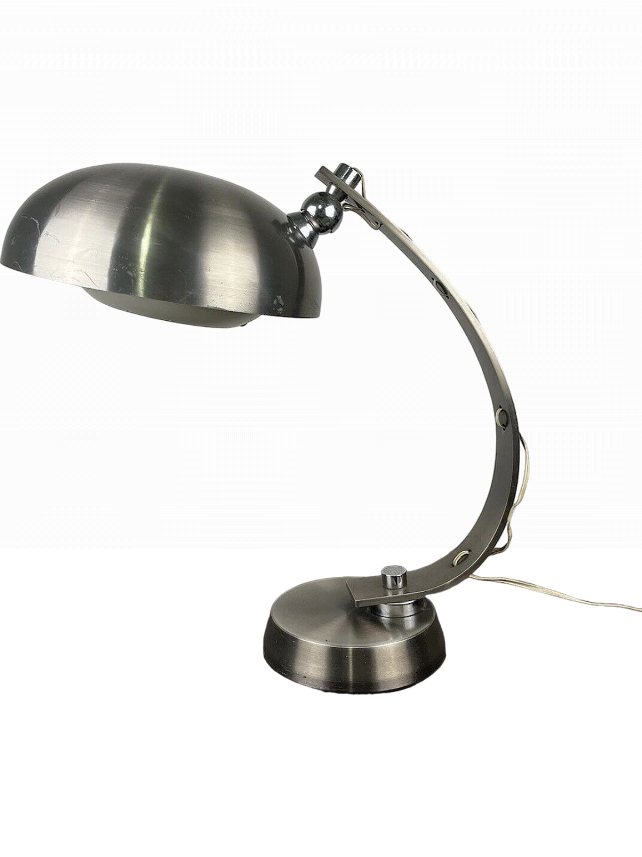 Satin aluminum table lamp, 1960s 2