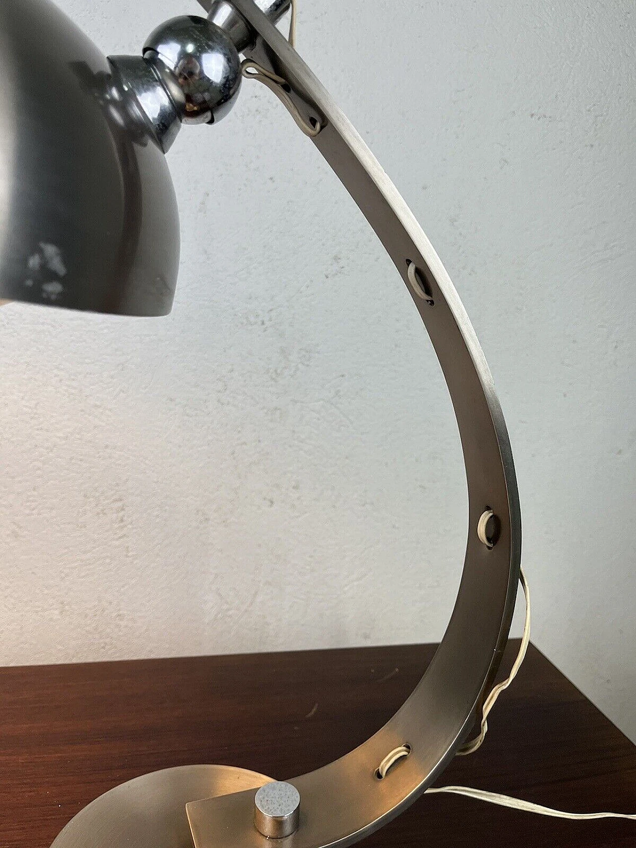 Satin aluminum table lamp, 1960s 8