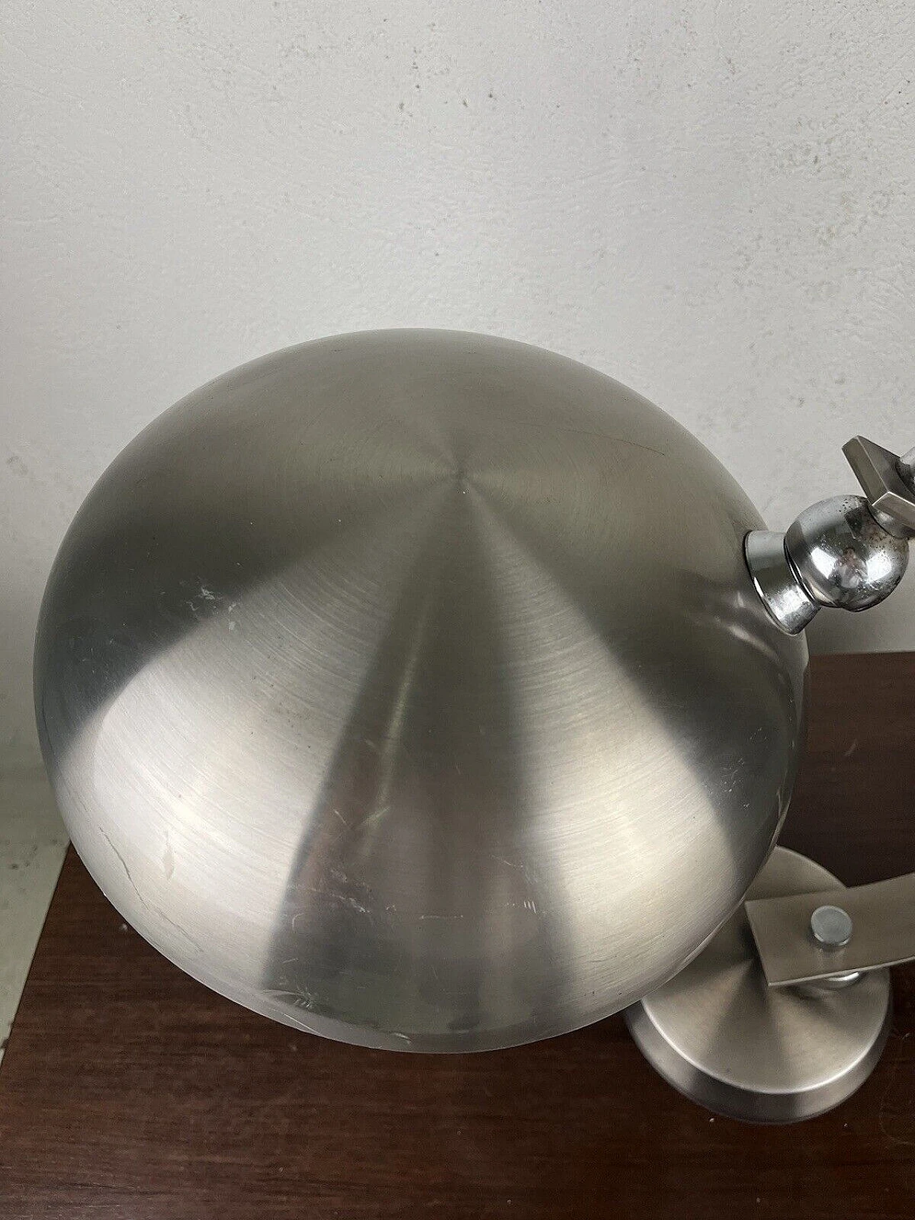 Satin aluminum table lamp, 1960s 9