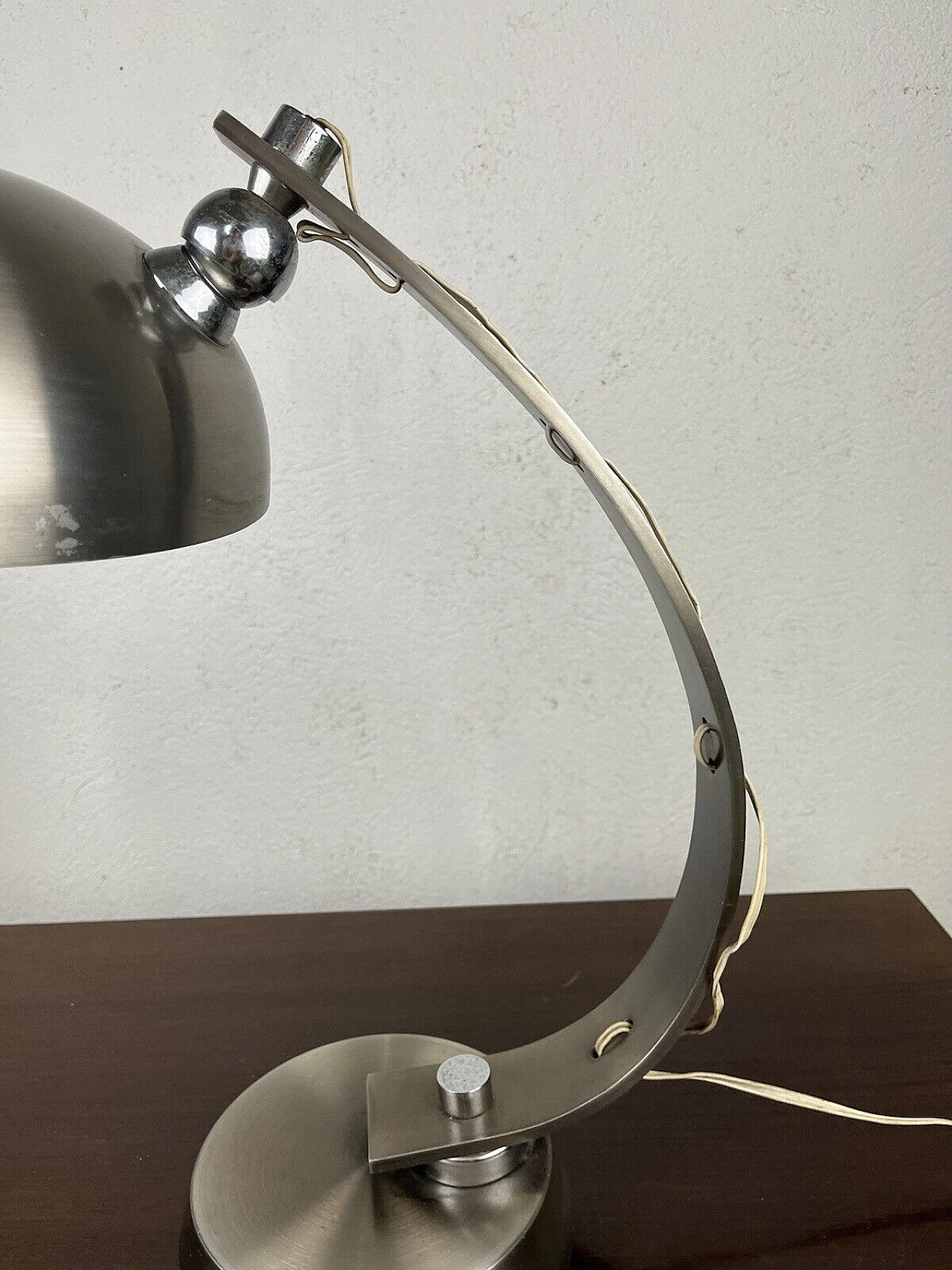 Satin aluminum table lamp, 1960s 11